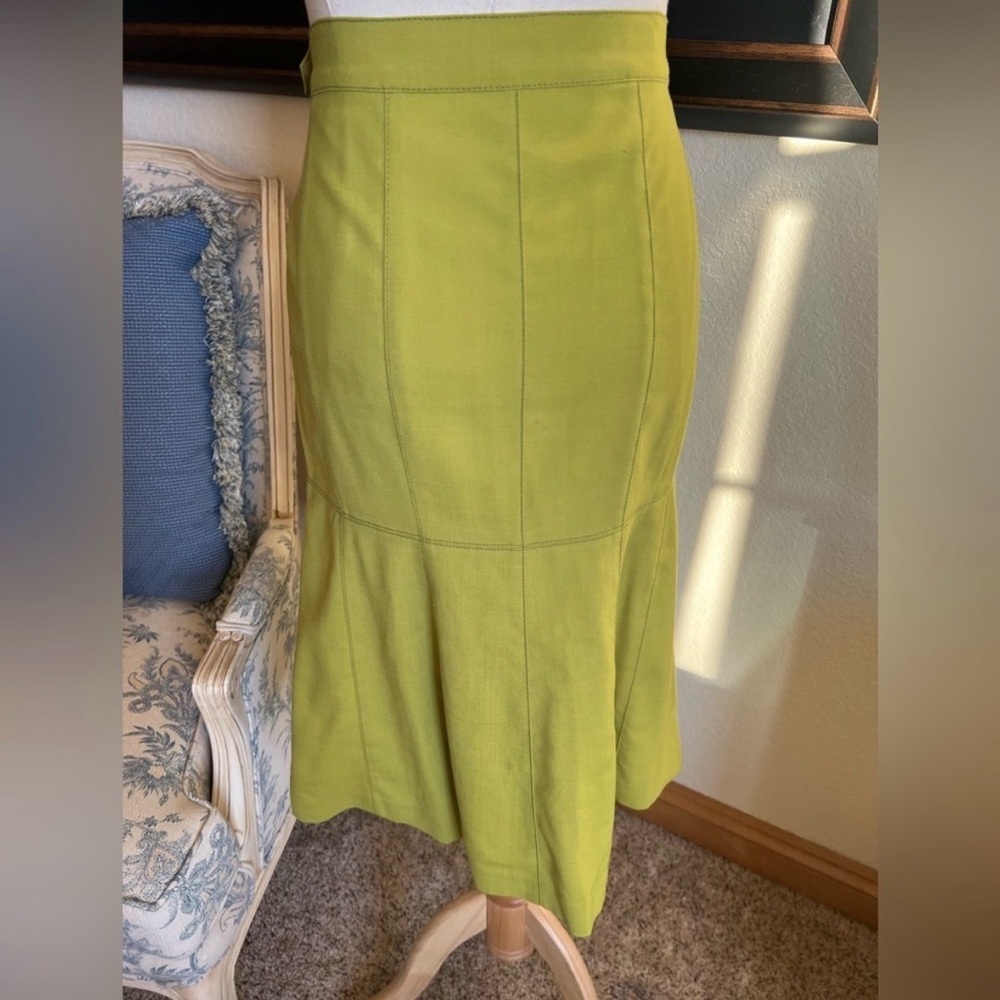 Moschino Chartreuse Ruffled Skirt Size 12